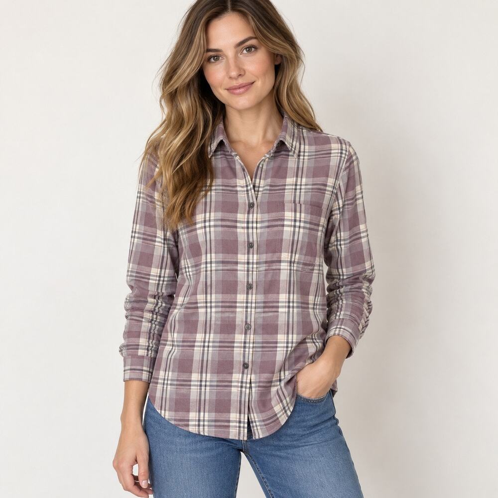J.Crew The Perfect Shirt Womens M Plaid Button Down 100% Cotton Purple Mauve